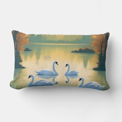 Neighbouring Swans Lumbar Pillow