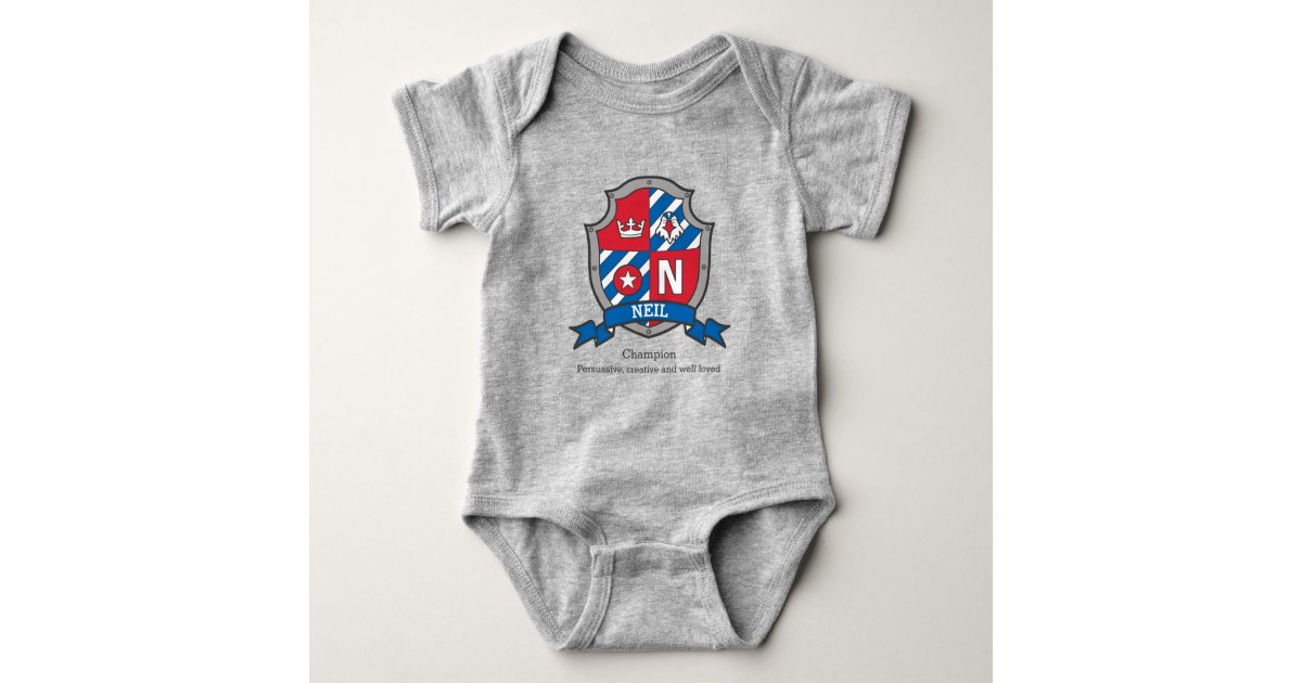 Neil boys name & meaning bird crest blue red baby bodysuit