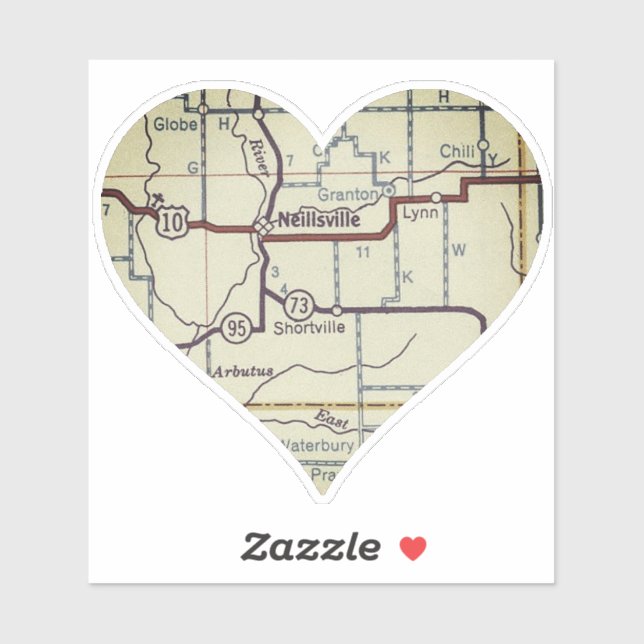 Neillsville WI Map Sticker (Sheet)