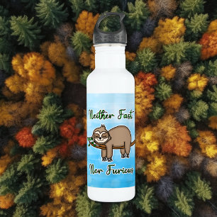 Neither Fast nor Furious Lazy Sloth on Tree Branch Stainless Steel Water Bottle