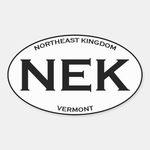 NEK _ Northeast Kingdom Vermont Oval Sticker