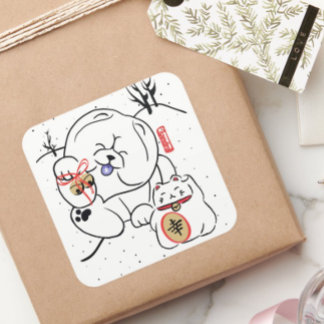 NEKO and INU Chow and cat holiday Square Sticker