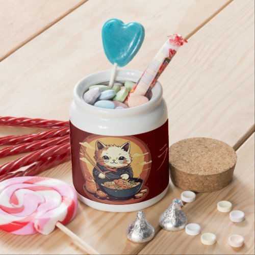 Neko Anime Japanese Cat with Ramen Candy Jar