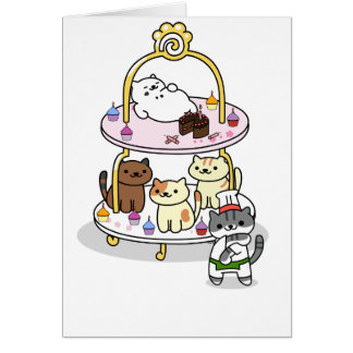 Neko Atsume - Cake Stand Party - Blank Cards