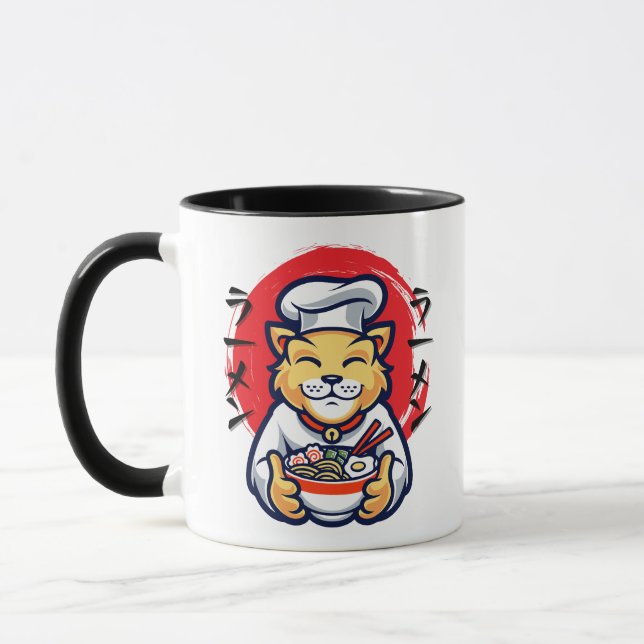 Neko Cat Japanese Chef Cute Kawaii Mug (Left)