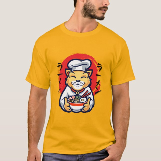 Neko Cat Japanese Chef Cute Kawaii T-Shirt (Front)