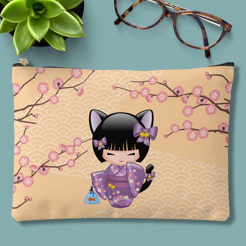 Neko Kokeshi Doll _ Cat Ears Geisha Girl Accessory Pouch