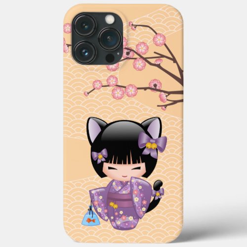 Neko Kokeshi Doll _ Cat Ears Geisha Girl iPhone 13 Pro Max Case