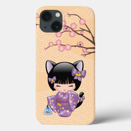 Neko Kokeshi Doll _ Cat Ears Geisha Girl iPhone 13 Case