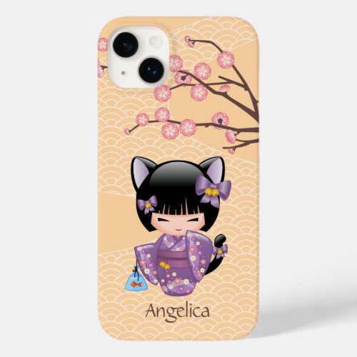 Neko Kokeshi Doll _ Cat Ears Geisha Girl Case_Mate iPhone 14 Plus Case