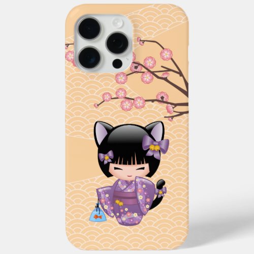 Neko Kokeshi Doll _ Cat Ears Geisha Girl iPhone 15 Pro Max Case