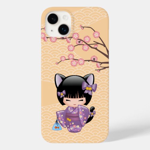 Neko Kokeshi Doll _ Cat Ears Geisha Girl Case_Mate iPhone 14 Plus Case