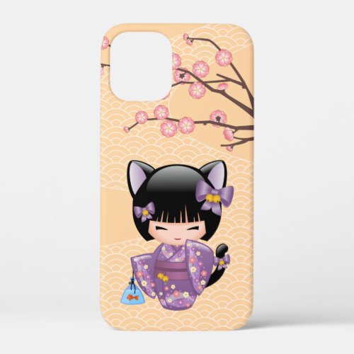 Neko Kokeshi Doll _ Cat Ears Geisha Girl iPhone 12 Mini Case