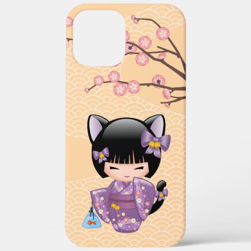 Neko Kokeshi Doll _ Cat Ears Geisha Girl iPhone 12 Pro Max Case