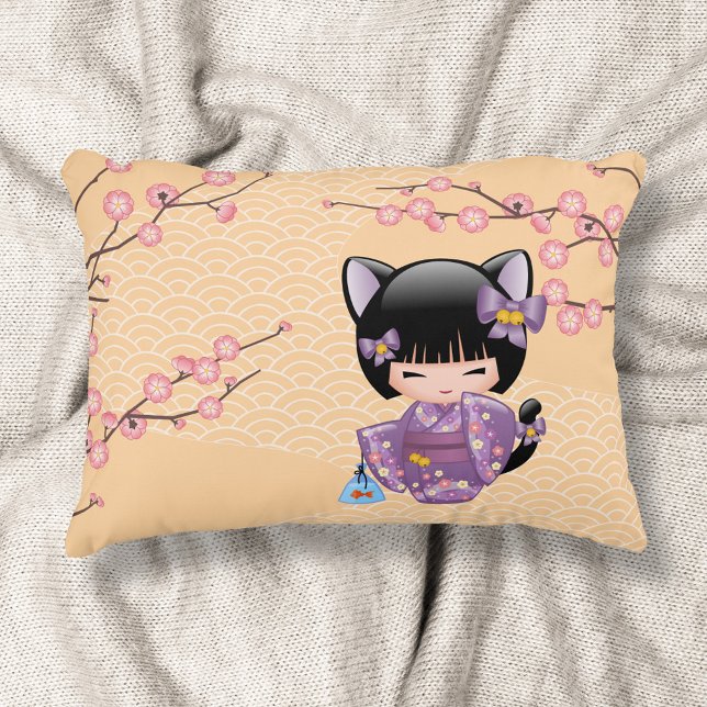 Neko Kokeshi Doll - Cat Ears Geisha Girl Decorative Pillow (Creator Uploaded)