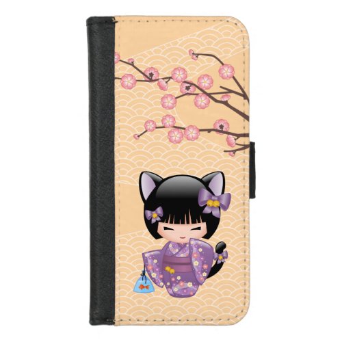 Neko Kokeshi Doll _ Cat Ears Geisha Girl iPhone 87 Wallet Case