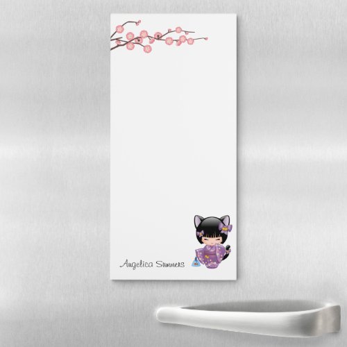 Neko Kokeshi Doll _ Cat Ears Geisha Girl Magnetic Notepad