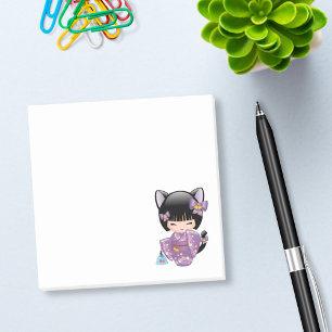 Neko Kokeshi Doll - Cat Ears Geisha Girl Post-it Notes