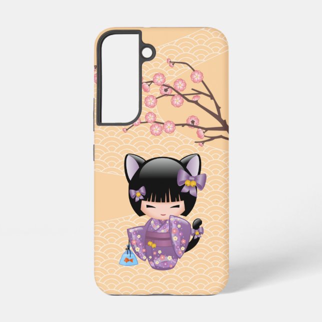 Neko Kokeshi Doll - Cat Ears Geisha Girl Samsung Galaxy Case (Back)
