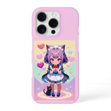 Neko maid anime pixel style