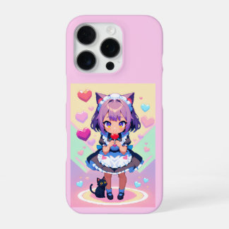 Neko maid anime pixel style iPhone 16 pro case