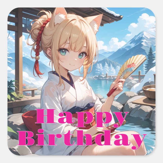 Neko Mimi Musume from Hot Springs Square Sticker (Front)