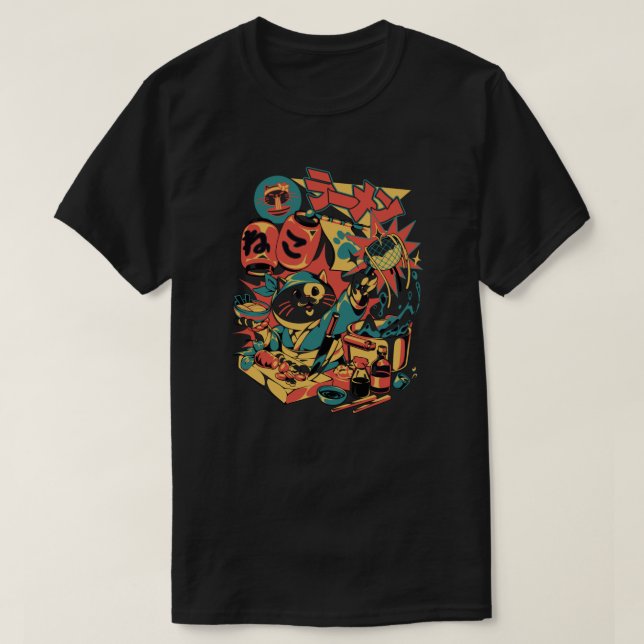 "Neko Ramen", illustrated T-Shirt (Design Front)