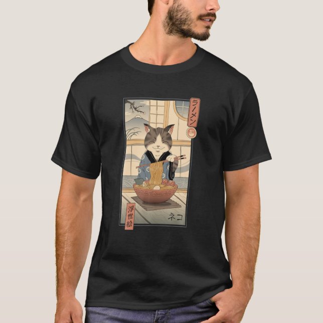 Neko Ramen Ukiyo-E T-Shirt (Front)
