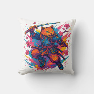 Neko Shinobi - The Warrior's claws Throw Pillow