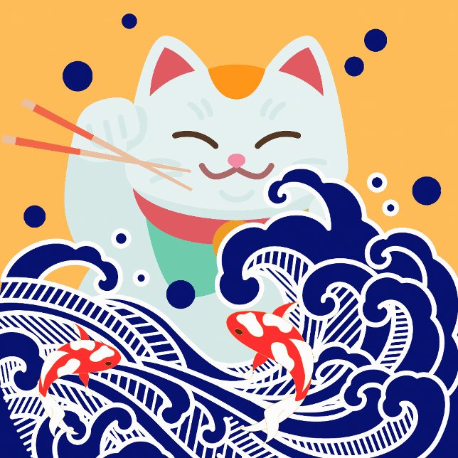 NEKO SUSHI  - Cat Furoshiki wrapping cloth scarf Bandana (Creator Uploaded)