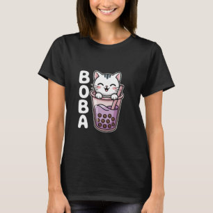 Neko White Cute Cat Bubble Tea Boba Tea T-Shirt