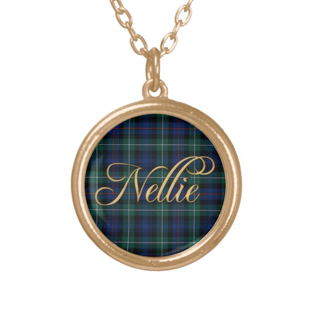 Nellie Name-branded Pendant on MacKenzie Tartan (Front)