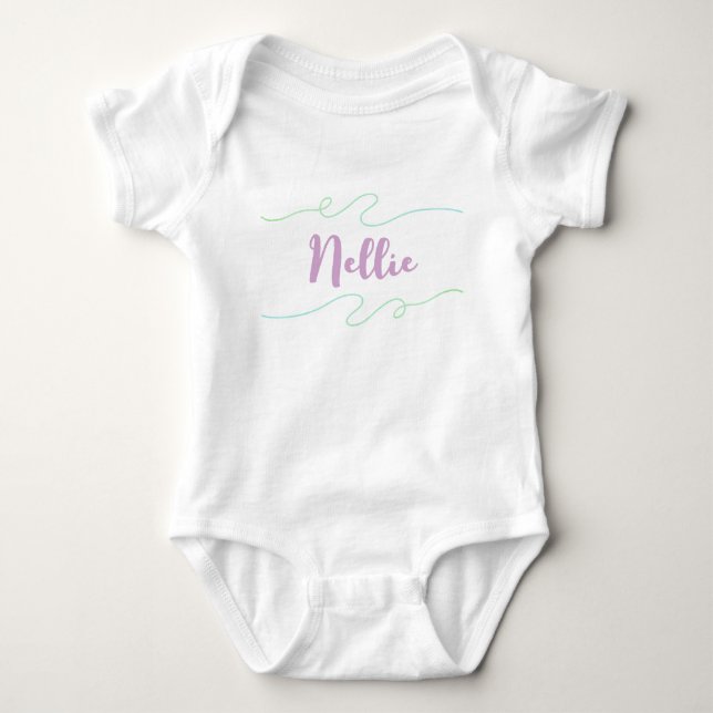 Nellie Name Custom Kids Girls Clothing Name Reveal Baby Bodysuit (Front)