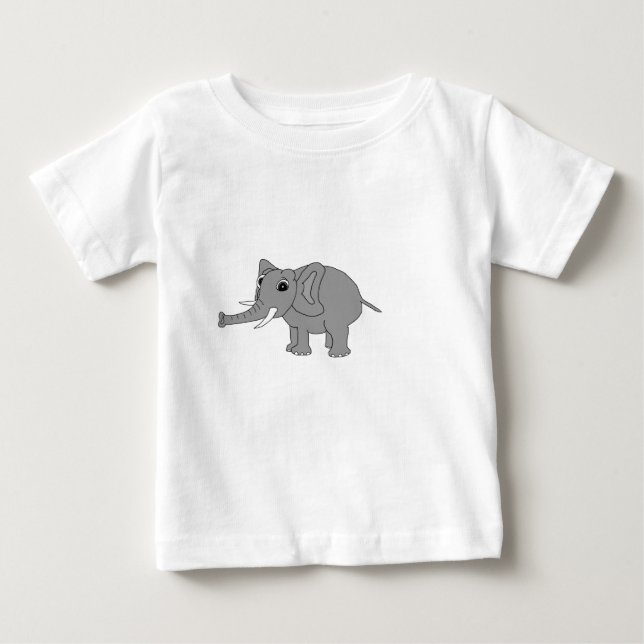 "Nellie" the elephant (black and white) Baby T-Shirt (Front)