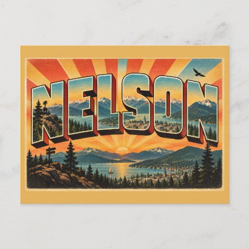 Nelson BC Mountain Lake Forest Art Postcard