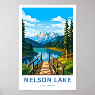 Nelson Lake New Zealand Travel Poster