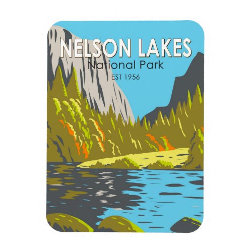 Nelson Lakes National Park New Zealand Vintage  Magnet