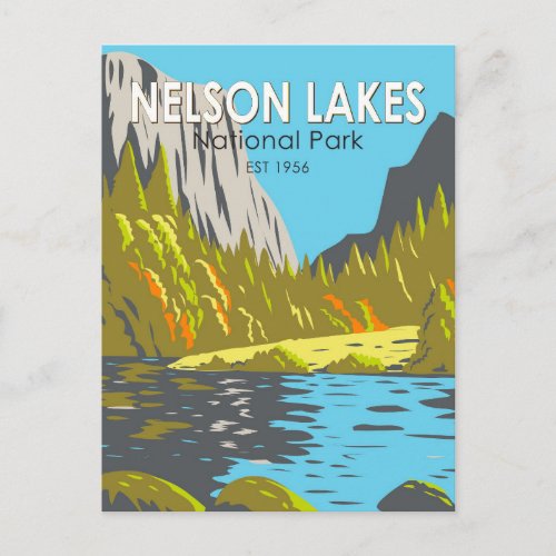 Nelson Lakes National Park New Zealand Vintage Postcard