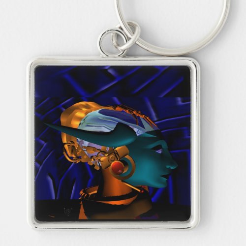 NEMES  HYPER ANDROID Science Fiction Blue Metal Keychain