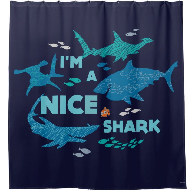 Nemo and Sharks - I'm A Nice Shark Shower Curtain (Front)