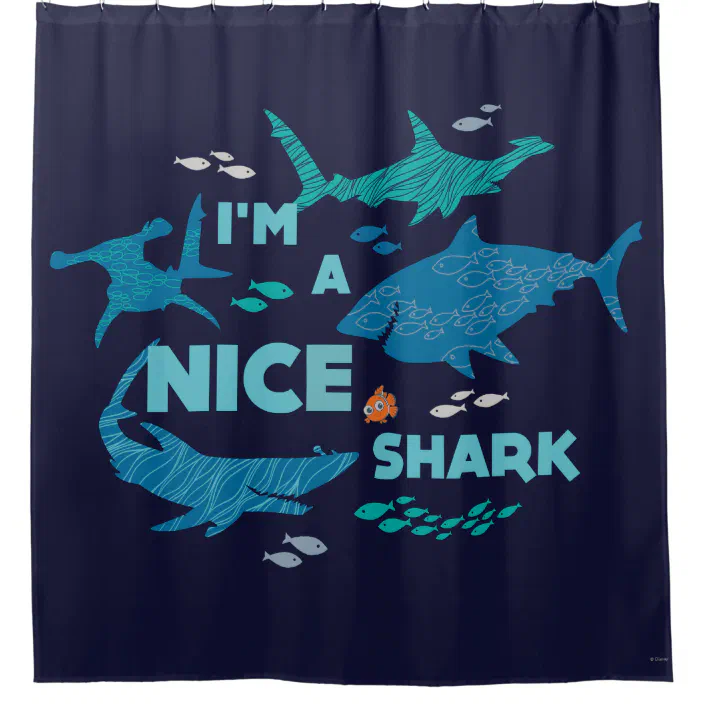 Nemo And Sharks I M A Nice Shark, Shark Shower Curtain