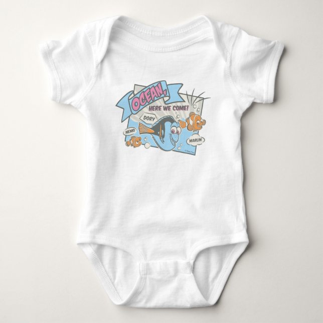 Nemo, Dory & Marlin | Ocean Here we Come Baby Bodysuit (Front)