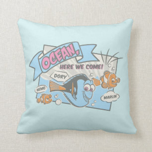 Nemo, Dory & Marlin   Ocean Here we Come Throw Pillow
