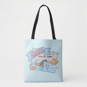 Nemo, Dory & Marlin   Ocean Here we Come Tote Bag