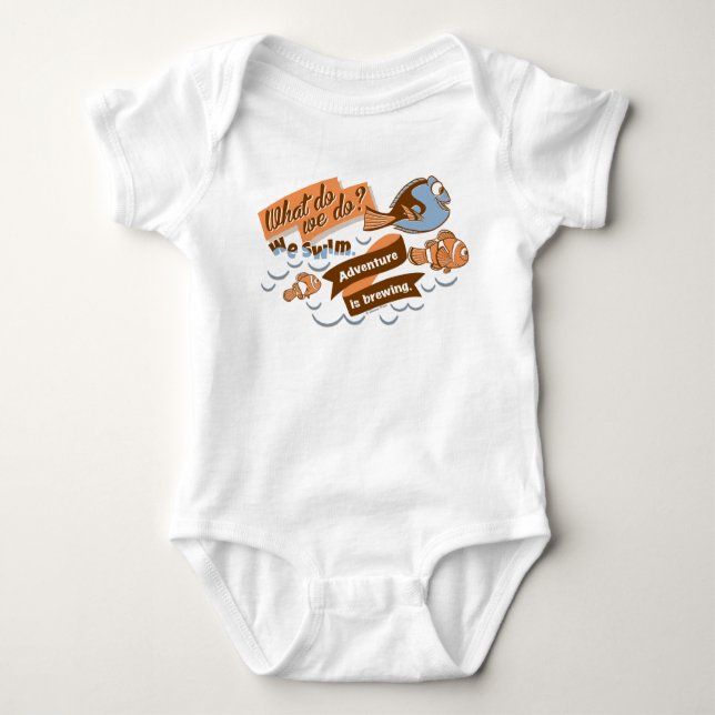 Nemo, Marlin & Dory | Adventure is Brewing Baby Bodysuit (Front)