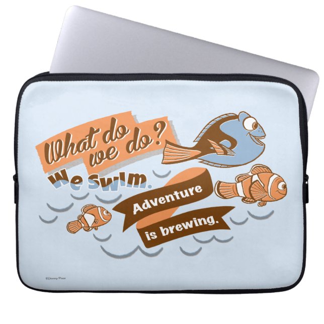 Nemo, Marlin & Dory | Adventure is Brewing Laptop Sleeve (Front)