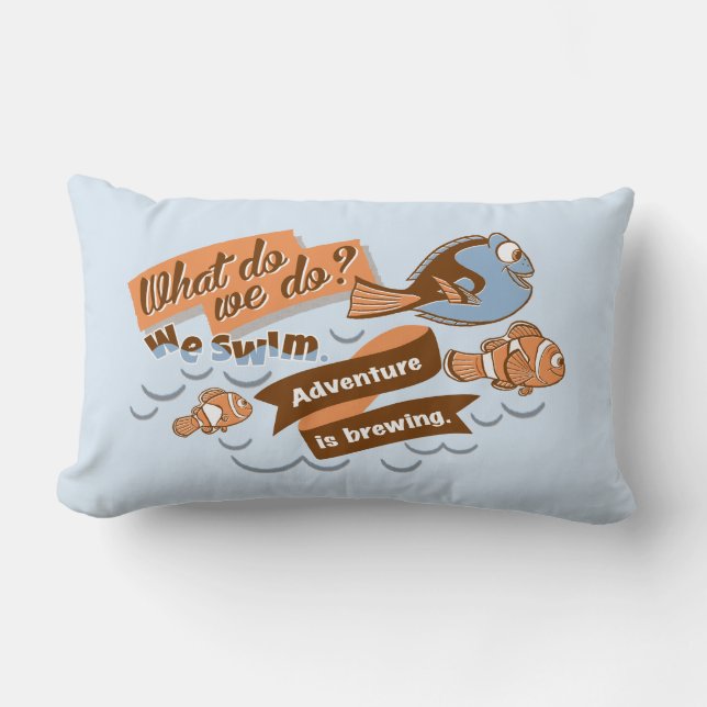 Nemo, Marlin & Dory | Adventure is Brewing Lumbar Pillow (Front)