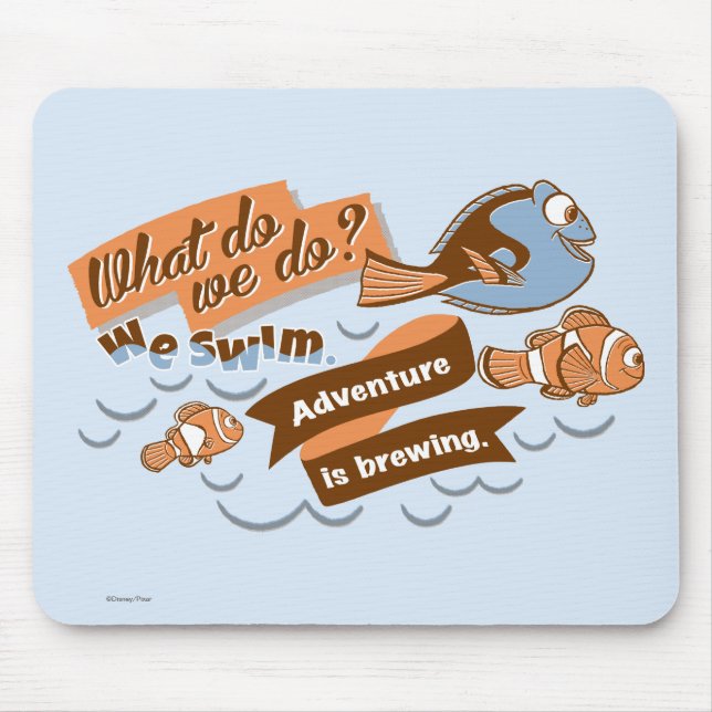Nemo, Marlin & Dory | Adventure is Brewing Mouse Pad (Front)
