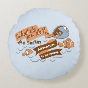 Nemo, Marlin & Dory   Adventure is Brewing Round Pillow