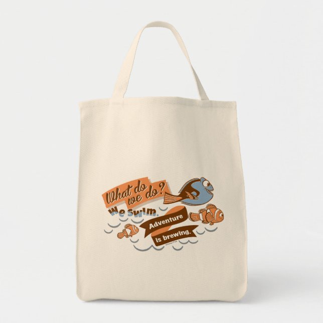 Nemo, Marlin & Dory | Adventure is Brewing Tote Bag (Front)
